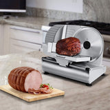 Meat Slicer, Techwood 200W Electric Food Slicer with Removable 9” Stainless Steel Blade, Deli Fruit Vegetable Cutter with Adjustable Knob for Thickness, Food Carriage & Non-Slip Feet, Double Blade