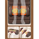 Shiatsu Full Body Heat Massage Mat with 10 Vibrating Motors & Neck Pillow for Ultimate Muscle Relaxation - Brown Leather Massage Therapy Essential