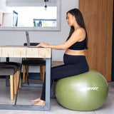 BABYGO Birthing Ball - Pregnancy Yoga Labor & Exercise Ball & Book Set Trimester Targeting, Maternity Physio, Birth & Recovery Plan Included Anti Burst Eco Friendly (Olive, 65cm)