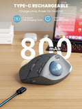 Wireless Trackball Mouse, Adjustable Angle Rechargeable, Backlit-Gray Mouse