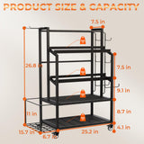 skypelia 4-Tier Dumbbell Rack Stand Only, 600LBS Adjustable Weight Rack for Dumbbells, Home Gym Storage Rack for Yoga Mat Kettlebells, Workout Equipment Storage Organizer with Wheels and Hooks