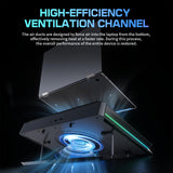 D16 15.6"-19" Gaming Laptop Cooling Pad, USB-A, RGB, Black - 4 Packs