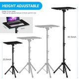 Projector Stand Tripod Adjustable, Laptop Height from 23.5 to 63.5 inches with Gooseneck Phone Holder, Floor for Office