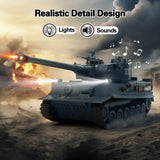 RC Tank, 1/28 Scale Remote Control Battle Tank Set with Sounds/Lights/Battle Game/Life Indicator, 2.4G 9 Channels Radio Control Car Infrared Shoot, WW2 Military Vehicle Model Toys for Boys Kids Adults