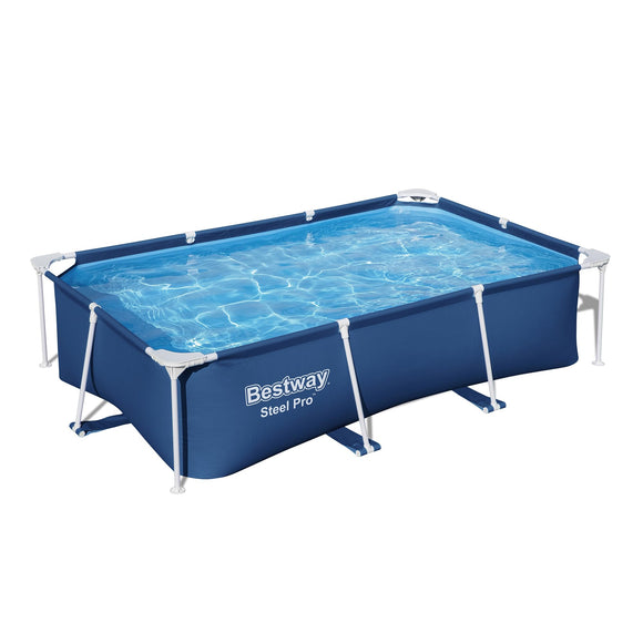 8.5 Feet x 67 Inch x 24 Inch Rectangular Steel Frame Above Ground Outdoor Backyard Swimming Pool, Blue (Pool Only) Bestway