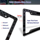 BGGTMO American Flag License Plate Frames- 2 Pack Black Grey Patriotic USA Aluminum Car Tag Holder Cover for Front Rear, with Screws Caps