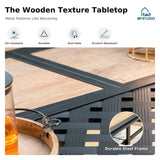 MFSTUDIO 7 PCS Patio Dining Set, Wood-Look Table & Blue Swivel Chairs