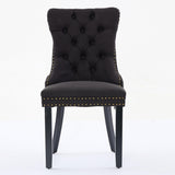 MOOLSUN Fabric Dining Chairs Set of 6, High Back Side Chairs, Modern Padded High-End Tufted Upholstered Chairs with Button-Tufted Back & Rear Pull Tabs, Solid Wood Legs F-Black(Solid Wood Legs)