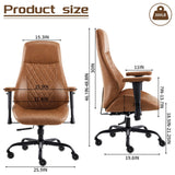 YFO Home Office Desk Chair High Back Office Rubber Casters Ergonomic Computer Chair with Lumbar Support Adjustable Height Rolling Swivel Chair Executive Task Armrests， Brown Leather