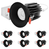LUXRITE 3 Inch LED Regressed Canless Spotlight + Round Black Interchangeable Trim, 5CCT 2700K-5000K, Twist N' Lock, Recessed Lighting, 15W, 1250LM, CRI90, Dimmable, 60° Beam, IC & Wet Rated (6 Pack)