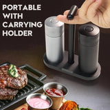 ARKNOAH Salt and Pepper Grinder Set 2-Pack with Stand, Adjustable Coarseness Mill - Aerospace Aluminum Body, Stainless Steel & Ceramic Core, Refillable Spice Grinders for Kitchen & BBQ