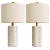 PoKat 20.75" Small Modern Ceramic Table Lamps Set of 2 for Bedroom, White Bedside Lamps for Night Stands, Farmhouse Desk Decor Gift Nightstand Table Lamps for Living Room End Table Beige