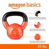 Amazon Basics Vinyl Coated Cast Iron Kettlebell for Strength Training, 20 Pounds, Textured Wide Handle, Orange
