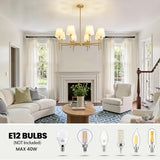 RUIYEY Dining Room Chandeliers Light - 8-Light Gold Modern Chandelier with Fabric Shade, Height Adjustable Mid Century Ceiling Lighting Fixture for Bedroom Kitchen Entryway Foyer
