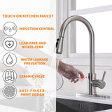 Touchless Kitchen Faucet with Pull Down Sprayer, Motion Sensor Kitchen Faucet with Kitchen Soap Dispenser | Brush Nickel Keer