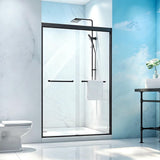LOHCEH Shower Door Double Sliding,44-48.in Wx72 in.H Semi-Frameless Shower Door,1/4 Inch Clear Tempered Shower Glass Doors with Explosion-Proof Film,Black