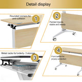 12 Person Folding Conference Table, 47.2in Mobile Meeting Training Table with Silent Wheels, Foldable for Offices, Classrooms, Libraries