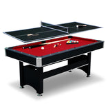 6 Ft Pool Table, with Ping Pong Multi Game Combo Tables for Family Recreation Game Rooms Hathaway