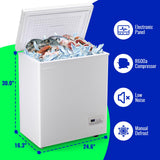 DEMULLER 4.0 Cu.ft Chest Freezer with Electronic Panel, Accurate Temperature Display to 1 ℉, White Deep Freezing Machine with 2 Removable Baskets, Compact Size for Any Space