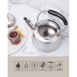 Martha Stewart Kingstree Large 2 Qt Stainless Steel Tea Kettle – Heavy Gauge Durable Whistling Tea Kettle for Stove Top, Easy Pour, Classic Design