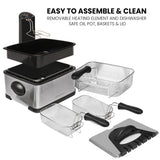 Kenmore Electric Deep Fryer - Grease & Odor Filtration, Simple Temperature Control, Eléctrica Freidoras For Home Use, 3 Baskets For Frying French Fries, Chicken Wing, 4 Liter Capacity Stainless Steel