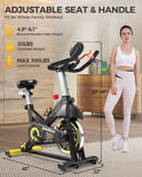 pooboo Magnetic Resistance Cycling Bike, Belt Drive Indoor Exercise Bike Stationary LCD Monitor with Ipad Mount ＆Comfortable Seat Cushion for Home Cardio Workout, Training Upgraded Version pooboo