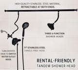 V-Frankness Dual Shower Head for Couples, High Pressure and Adjustable Multimodal Tandem Shower Head System for Two People Rod, Modern Bathroom Upgrade, Birthday Gift for Women and Men (Matte Black)