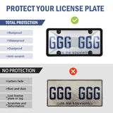 2 Pack License Plate Protector, Plastic Car Front/Rear License Plate Protector with Screws Caps, Universal Car Accessories for Most Cars