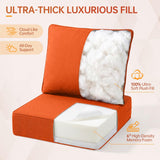 Outdoor Furniture Cushions, 6 inch Thick Seat Cushions for Outdoor Furniture, Waterproof 22x24 Patio Couch Cushions, Replacement Chair/Sofa Cushion, Include 3 Back & 3 Seat Cushion, Thick/Orange