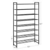 Nunsino Shoe Rack for Closet, Metal Shoe Organizer, 8 Tier Garage Shoe Rack Max Holds 40 Pairs,Shoe Storage shelf,Entryway, Black