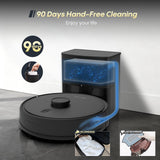 eitton Robot Vacuum and Mop Combo, 6000Pa Strong Suction, Self-Emptying Dock, 90-Day Hands-Free, LiDAR Navigation, Smart Mapping, WiFi/App/Alexa, Robotic Vacuum for Pet Hair, Hard Floors & Carpets