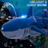 Remote Control Shark Toys for Boys Kids, 1:18 Scale High Simulation Shark for Pool, 2.4Ghz Electric RC Fish Boat Toys with Light & Spray, Toy Sharks Gifts for 6 7 8 9 Year olds Kid Boys Girls