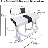 Fishmaster Pro Series Leaning Post for Center Console Fishing Boats - Deluxe Backrest, Rod Holders, Flow-Through Foam, Storage Compartment, Foldable Footrest – White Upholstery/White Powder Coated