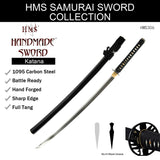 Hand Forged 1095 Root Claw Katana, Visible Hamon Full Tang Sword