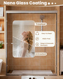 Sliding Shower Door 56-60" W x 72" H, Bathroom Sliding Door,Double Sliding Glass Shower Door, 1/4-Inch (6mm) Clear Tempered Glass, Easy Install Frameless Shower Doors for Walk-in Shower (Chrome)
