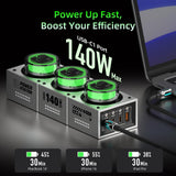 MFish E-Tank 7-in-1 Desktop Charging Station, 140W Max GaN USB-C Charger
