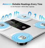 GE Scale for Body Weight: Body Fat, BMI, Muscle Mass, Smart Bathroom Scales with 14 Body Composition Metrics with Large Display, Accurate Bluetooth Weighing Machine with Fitness App, 400 lbs, White