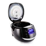 Rice Cooker with Ceramic Bowl and Advanced Fuzzy Logic (8 Cup, 1.5 Litre) | (Black and Silver) Yum Asia