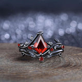 Kite Cut Garnet engagement ring sets Wedding Ring Set(Garnet)