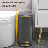 KSSKSS 2.6 Gallon Slim Bathroom Trash Can with Soft Close Lid, 10L Stainless Steel Garbage Can with Removable Liner Bucket, for Narrow Spaces, Bathroom, Bedroom (Gray)