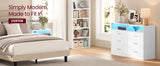 VASAGLE Custos Collection-Dresser for Bedroom w/ LED Lights&Power Strip