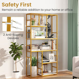 71” 5 Tier Tall Bookshelf w/ Open Storage Shelves, Metal Frame for Bedroom Office