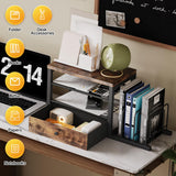 Homeiju Wood Desk Organizer with Drawers, Desk File Organizer with 3 Vertical File Holders, File Shelf,Storage for Mail, Supplies,Classroom Organization