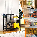 16-Rod Fishing Rod Holder for Garage, Fishing Pole Rack Cart Fit All Fishing Rods, 3 Tier Fishing Tackle Storage Organizer Rack TC-HOMENY