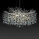 kvtinmty Modern Crystal Chandeliers for Dining Room, 40" Round Silver Tree Branches Chandeliers, Large Dining Room Over Table Chandeliers Lights Fixture, Branches and Crystals Ceiling Light Fixtures