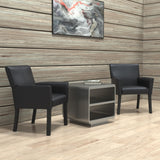 Boss Office Products Executive Box Arm Chair with Mahogany Finish in Black, 25.5" D x 24.5" W x 35.5" H