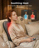 Back & Neck Massager with Heat, 4D Deep Tissue Shiatsu Massage Pillow with Hand Controller, 3 Modes & 3 Speeds, Ergonomic Full Back Support, Soft Molded Foam, for Pain Relief Home Office Chair Use