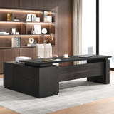 L-Shaped Executive Desk with Drawer & Cabinet, Modern Office Desk with Storage