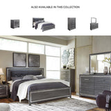 Signature Design by Ashley Lodanna Modern Glam 6 Drawer Dresser with Faceted Chrome Accents, Gray Wood Grain