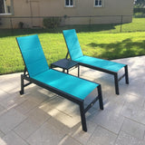 PURPLE LEAF Patio Chaise Lounge Chairs 2 Pieces with Wheels, Turquoise Blue